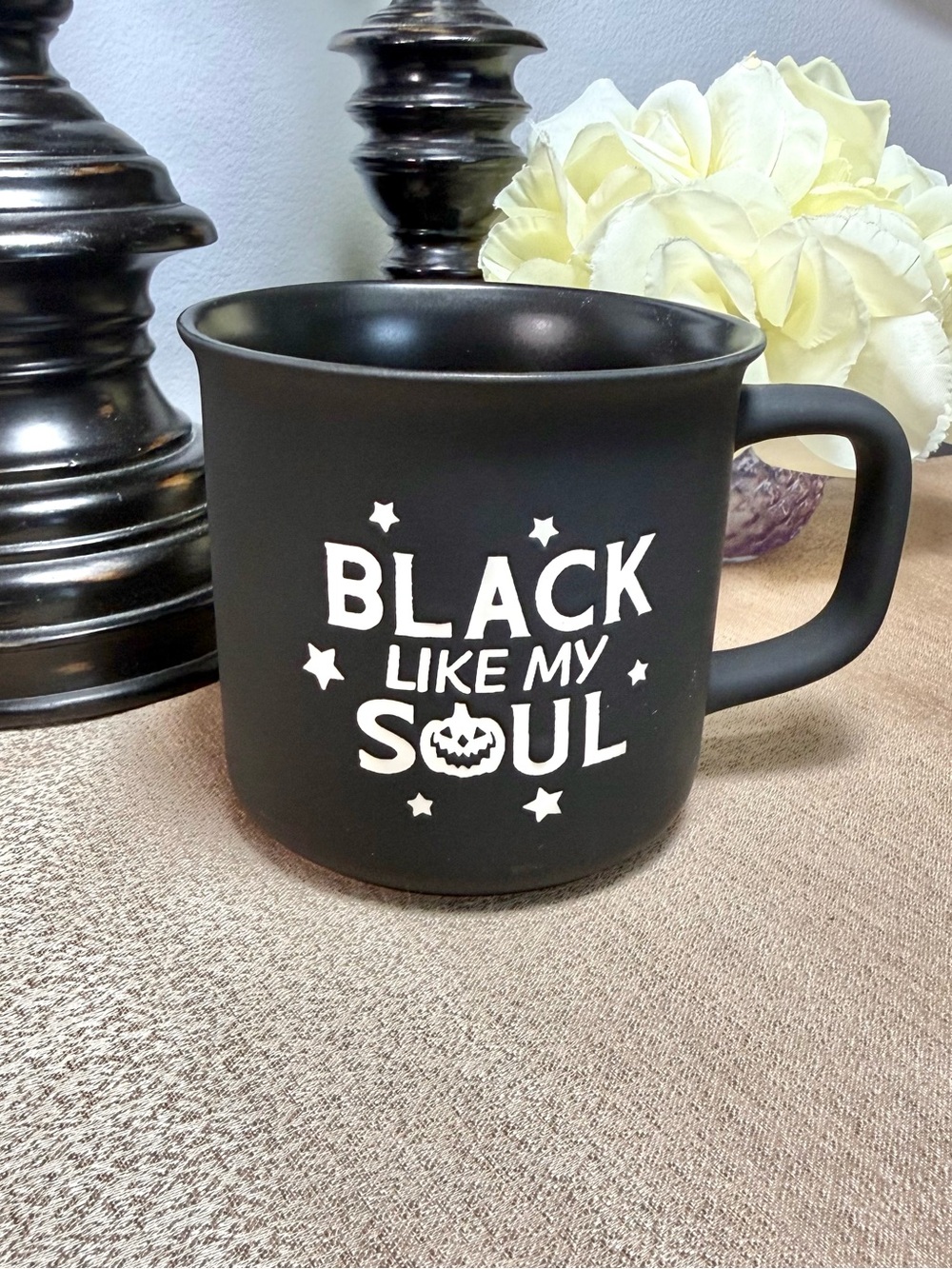 NWT BLACK LIKE MY SOUL Soft Touch Ceramic Mug